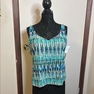 Blue and Green Tankini Top